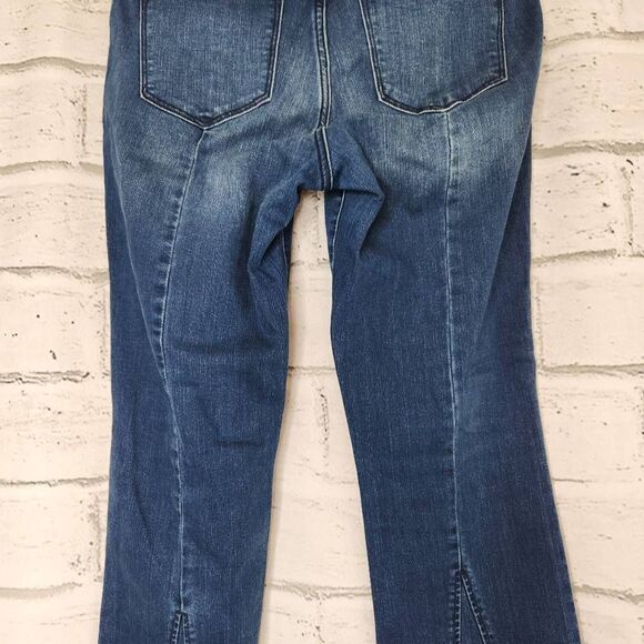 Social Standard by Sanctuary Raw Hem Mid Rise Kick Crop Jeans Blue Size 8 - Picture 7 of 15